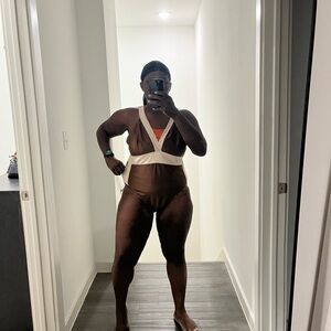 SHEIN Cream and Orange One Piece Swimsuit